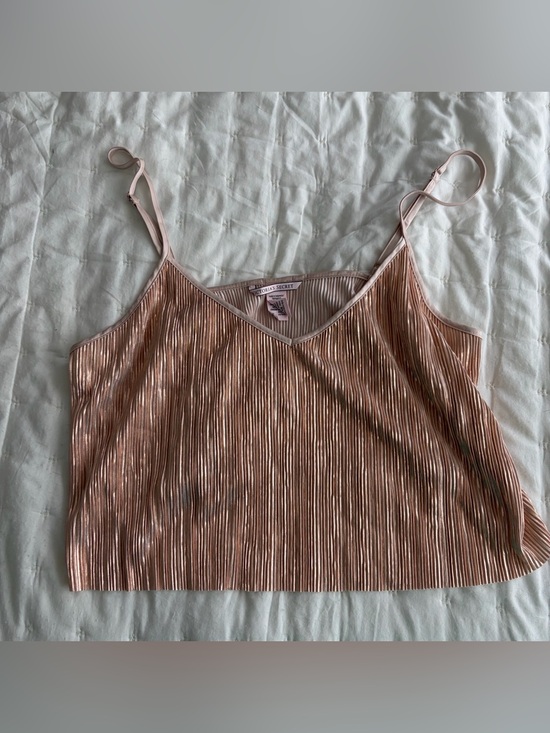 Victoria's Secret Tops - Victoria's Secret Rose Gold Metallic Pleated Cami
